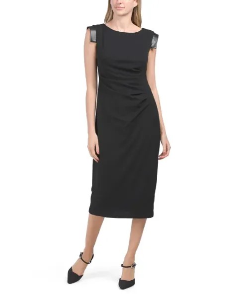 Платье миди Elle со складками по бокам Anne Klein, черный