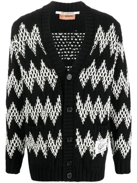 Missoni шерстяной кардиган с узором зигзаг, черный
