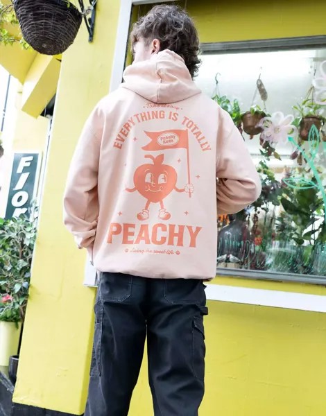 Толстовка персикового цвета с рисунком унисекс в стиле ретро «Everything is Peachy» Batch1