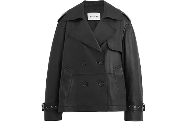 COACH Женская кожаная куртка, цвет Black