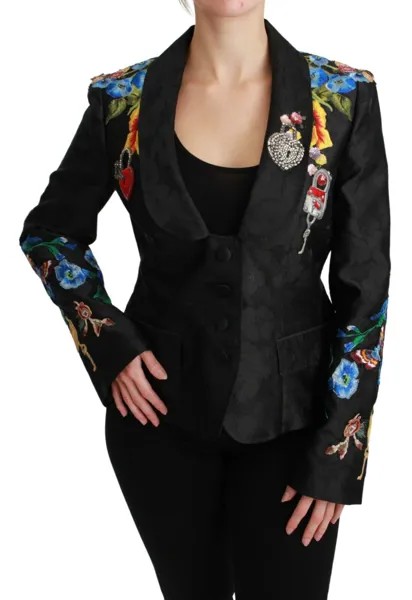 Куртка DOLCE - GABBANA Блейзер из черной парчи с кристаллами IT46 / US12 / L Рекомендуемая розничная цена 11 000 долларов США