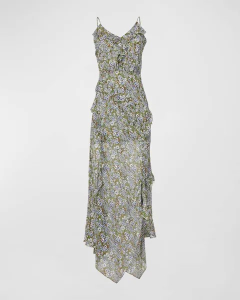Шелковое платье макси с цветочным принтом Avenel Veronica Beard