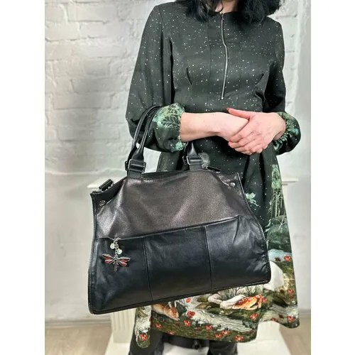 Сумка торба Polina & Eiterou Y8003-2 Y0674-05 D.Gray, фактура гладкая, серый, черный