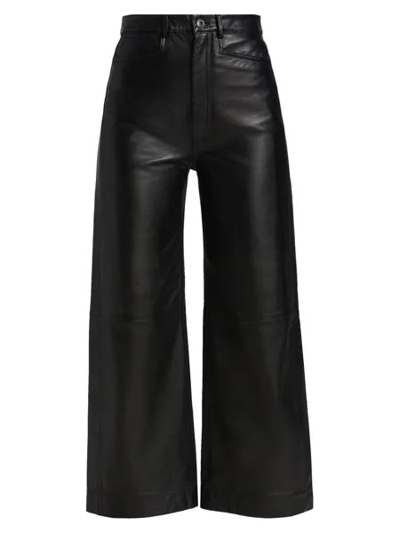 Легкие кожаные брюки-кюлоты Proenza Schouler White Label, черный