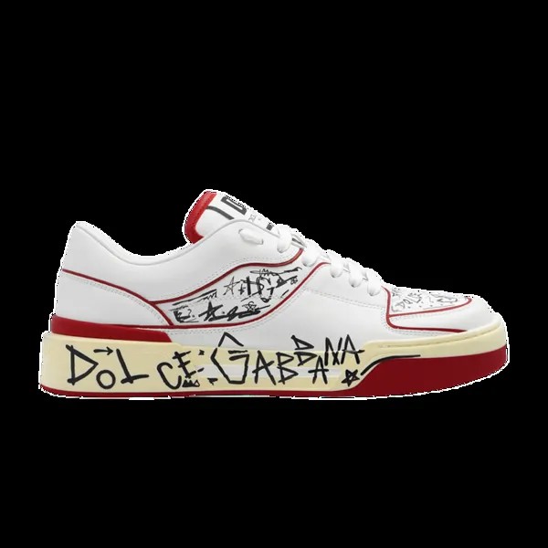 Кроссовки Dolce & Gabbana New Roma Low 'Allover Graffiti - White Dark Red', белый