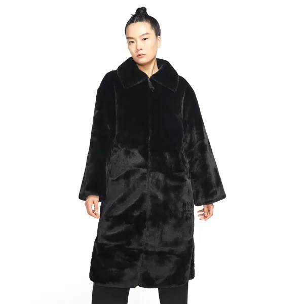 Пальто Nike Sportswear Women's Faux Fur Long, черный/серый/белый