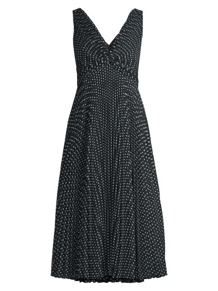 Плиссированное шифоновое платье-миди в горошек Tamara Ungaro, черный