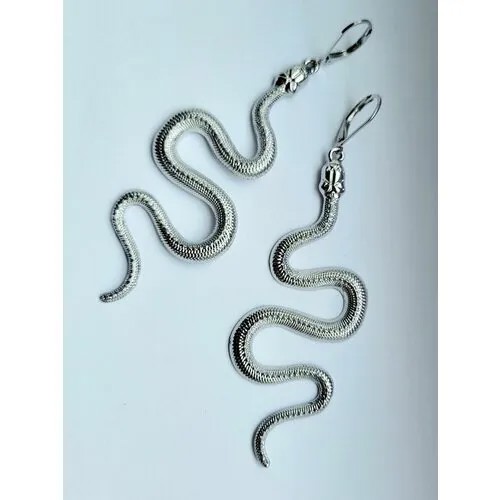 Серьги с подвесками VERBA Серьги змейки, размер/диаметр 95 мм, серебряный