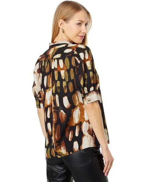 Блуза DKNY Puff Sleeve Blouse, цвет Midnight/Roasted Pecan