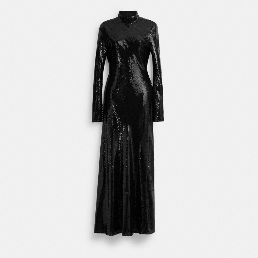 Платье COACH High Neck Sequin, черный