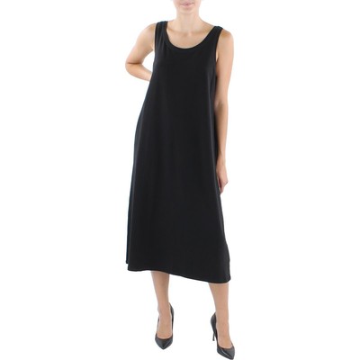 Женское черное трикотажное платье-футболка длиной до чай Eileen Fisher Petites PL BHFO 3033