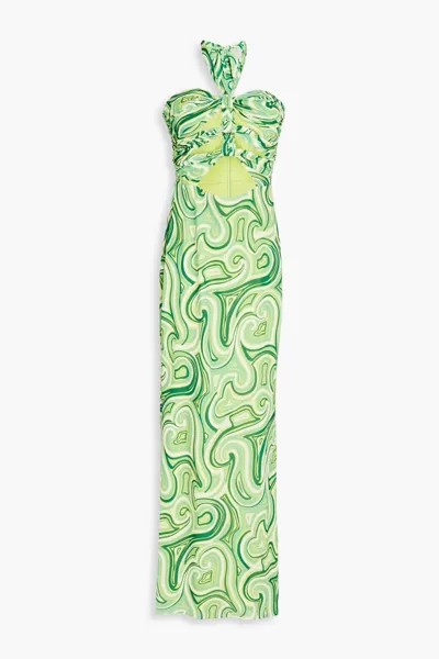 Платье макси из крепа с вырезом и вырезом Lopte с вырезом Ronny Kobo, зеленый