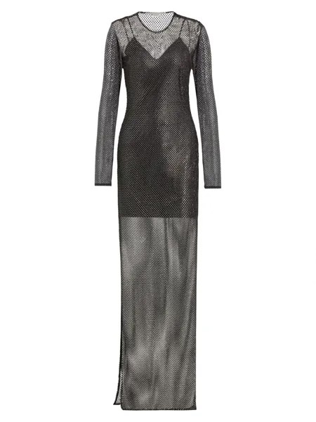 Прозрачное платье Hot-Fix с длинными рукавами Stella McCartney, черный