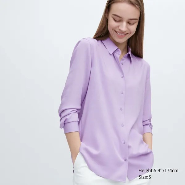 Рубашка женская UNIQLO 455734COL71 фиолетовая 2XS (доставка из-за рубежа)