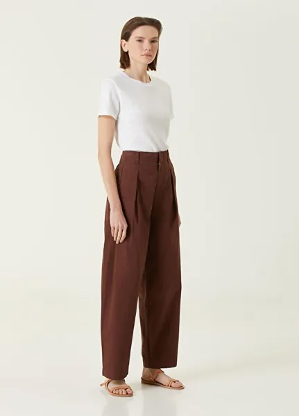 Плиссированные льняные брюки Rag&Bone, коричневый