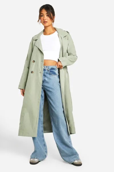 Тренч с поясом boohoo, зеленый