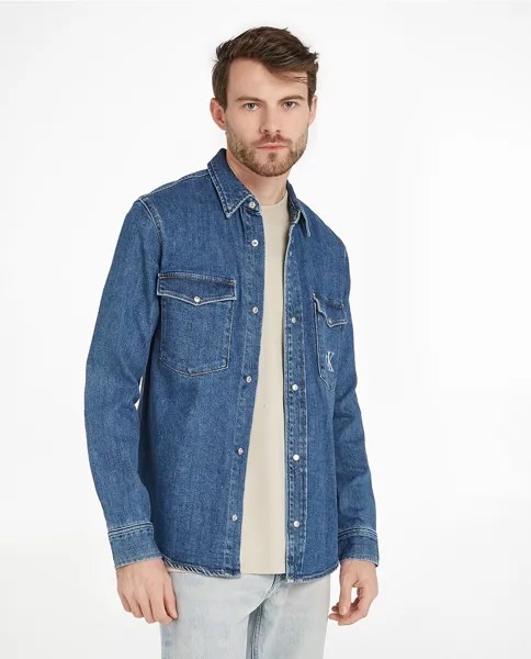 Мужская джинсовая рубашка с длинным рукавом Calvin Klein Jeans, синий