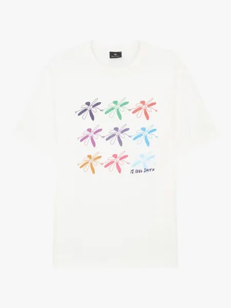 Футболка Paul Smith Regular Fit с короткими рукавами и цветочным принтом, Белый/Мульти