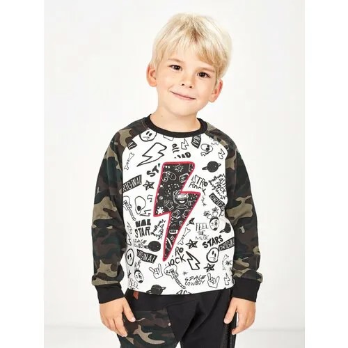Лонгслив Mini Maxi, хлопок, размер 98, белый, хаки