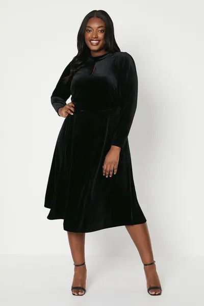 Платье миди Curve с вырезом в виде замочной скважины Dorothy Perkins, черный