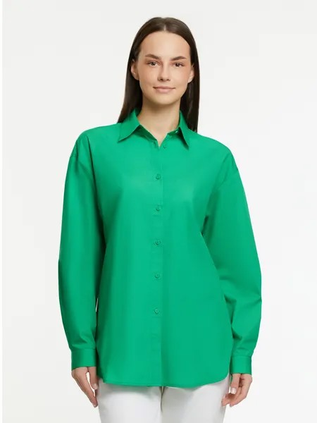 Рубашка женская oodji 13K11041 зеленая 38