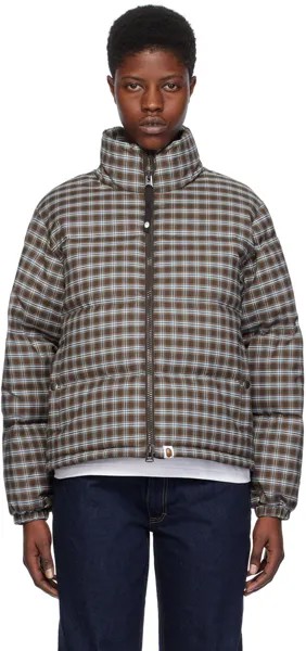 Коричневый пуховик в клетку Коричневый Bape