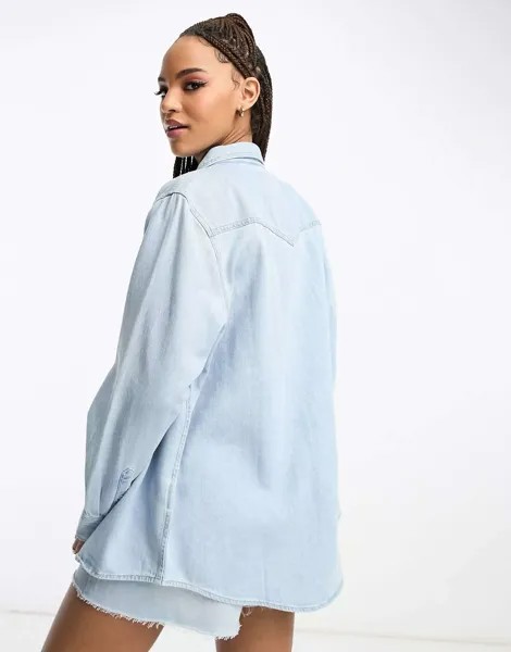 Голубая джинсовая рубашка Wrangler Heritage