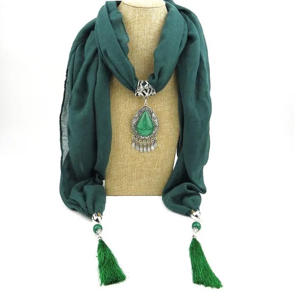Чистый цвет хлопок ювелирные изделия ожерелье сплав цветочный кулон шарф женский тренд шаль