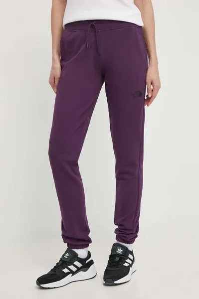 Хлопковые спортивные штаны The North Face, фиолетовый