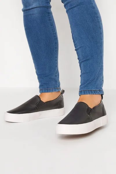 Кроссовки без шнуровки Wide Fit Slip-On Trainers Yours, черный