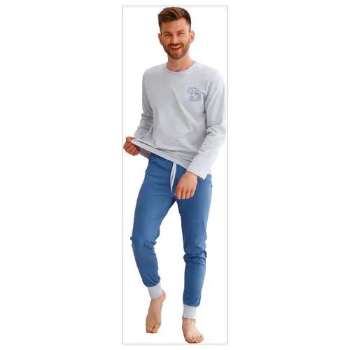 Стильный мужской пижамный комплект с синими брюками 22W Jacob
