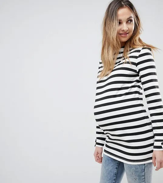 Лонгслив в полоску Supermom Maternity-Черный