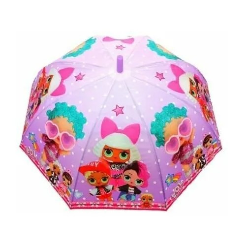 Зонт-трость L.O.L., полуавтомат, система «антиветер», для девочек, фиолетовый