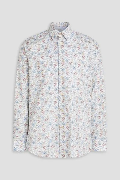 Рубашка из хлопкового поплина с цветочным принтом PAUL SMITH, синий