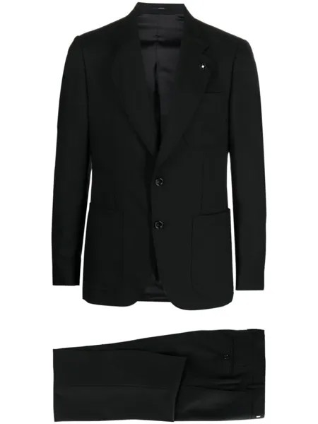 Lardini шерстяной костюм с однобортным пиджаком, черный
