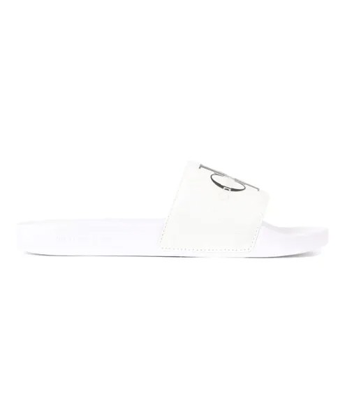 Яркие черные тапочки Monogram Calvin Klein Jeans, белый