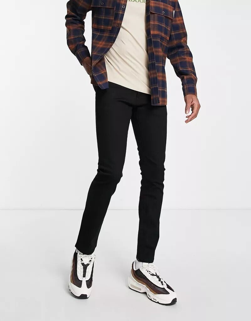 Невыцветающие черные джинсы узкого кроя Topman