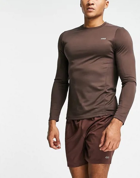 Коричневый лонгслив из быстросохнущей ткани ASOS 4505-Коричневый цвет