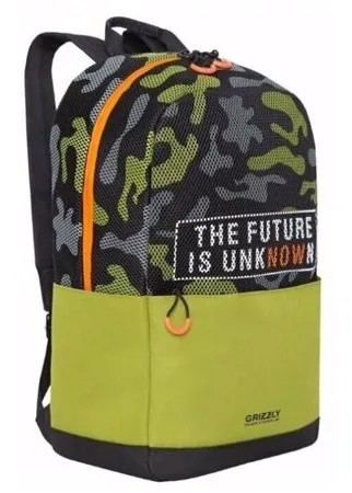 Рюкзак Grizzly RQ-010-1 /1 черный - оливковый