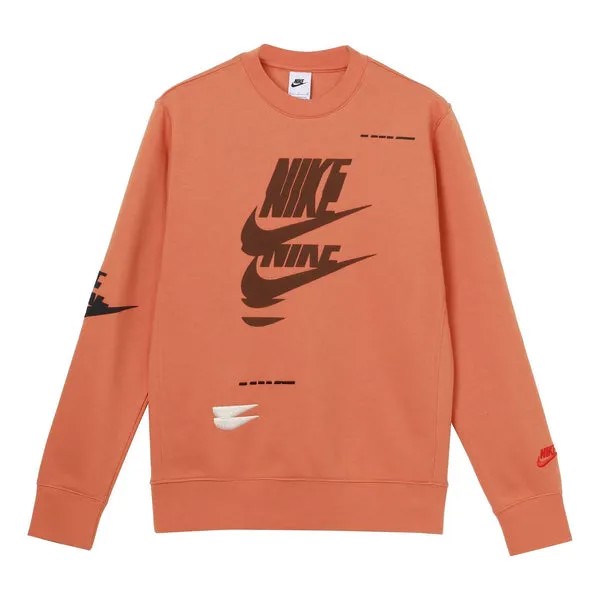 Толстовка Men's Nike Sportswear Sport Essentials Logo Printing Fleece Round Neck Pullover Orange, оранжевый