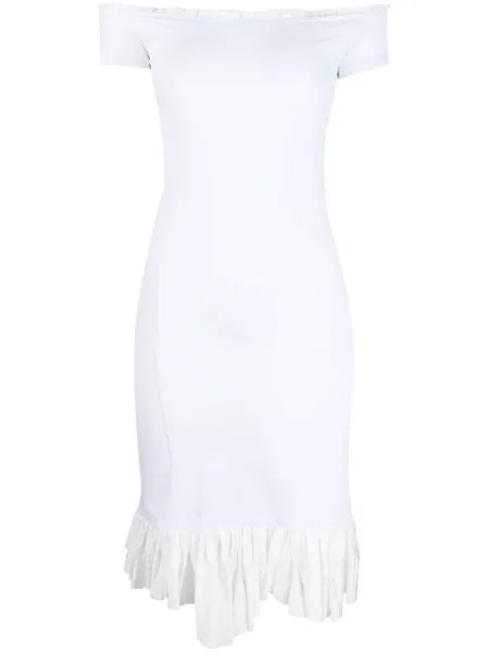 MM6 Maison Margiela платье асимметричного кроя с открытыми плечами, белый