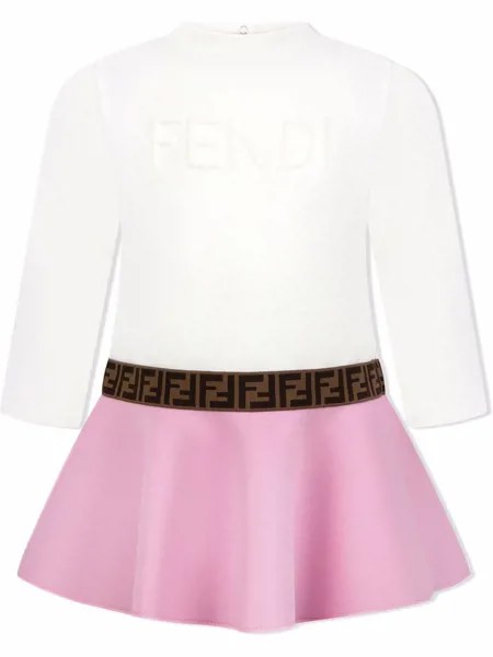 Fendi Kids расклешенное платье с тисненым логотипом