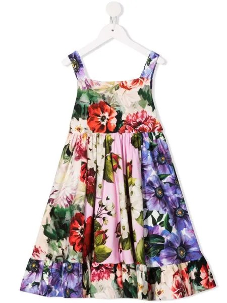 Dolce & Gabbana Kids расклешенное платье без рукавов с цветочным принтом