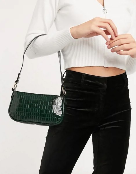 Зеленая сумка на плечо в стиле 90-х с крокодиловым принтом ASOS DESIGN-Зеленый