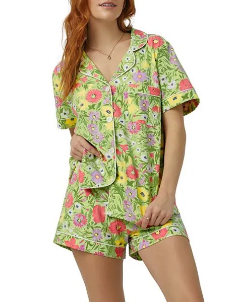 Пижамный комплект с шортами и принтом BedHead Pajamas, цвет Green