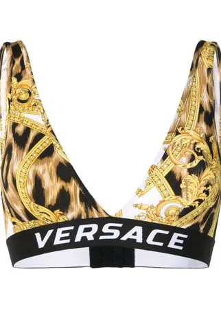 Versace бюстгальтер-бралет с принтом Barocco Animalier