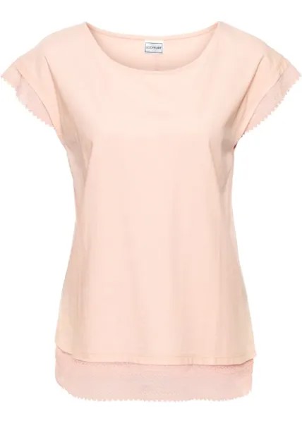 Свободная рубашка с кружевом Bodyflirt, розовый