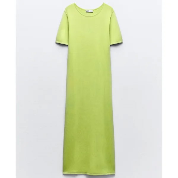 Платье Zara Plain Knit Fitted Midi, зеленый