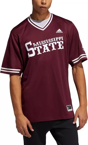 Мужская бейсбольная майка Adidas Mississippi State Bulldogs темно-бордовая реплика