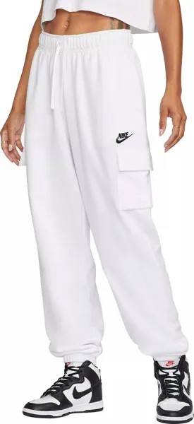 Женские флисовые спортивные брюки-карго со средней посадкой Nike Sportswear Club, белый